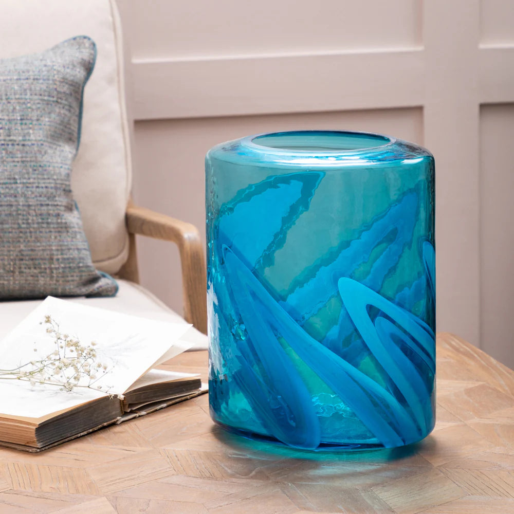 VOYAGE MAISON Elbe Hand-Blown Vase Aqua, H 30 cm