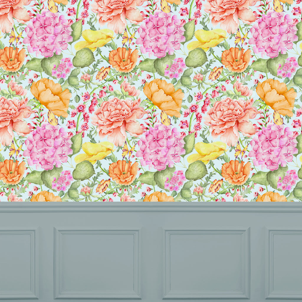 VOYAGE MAISON Idalia 1.4m Wide-Width Wallpaper, Duck Egg Blue