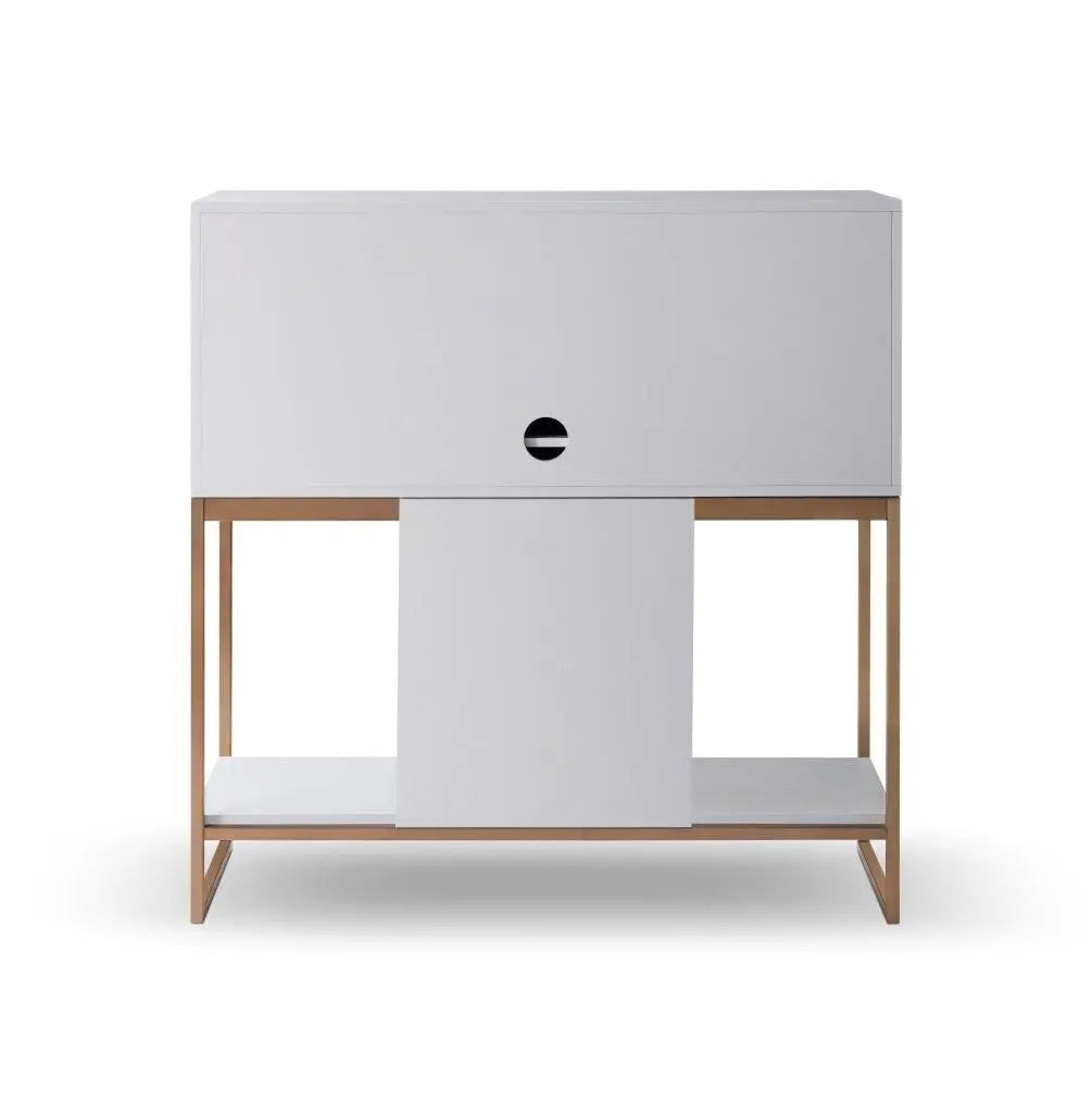 GILLMORE BRITISH DESIGN Adriana Bureau Desk, White and Bronze, 120 x 122 x 41.8 cm - Regina Luxury Interiors