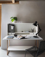 GILLMORE BRITISH DESIGN Adriana Bureau Desk, White and Bronze, 120 x 122 x 41.8 cm - Regina Luxury Interiors