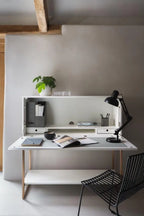 GILLMORE BRITISH DESIGN Adriana Bureau Desk, White and Bronze, 120 x 122 x 41.8 cm - Regina Luxury Interiors
