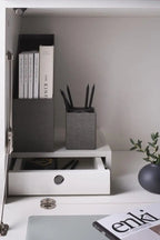 GILLMORE BRITISH DESIGN Adriana Bureau Desk, White and Bronze, 120 x 122 x 41.8 cm - Regina Luxury Interiors