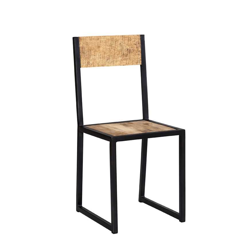 INDIAN HUB Cosmo Industrial Handcrafted Eco-Friendly Dining Chair in Reclaimed Wood and Metal, Set of 2 - Regina Luxury Interiors