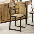 INDIAN HUB Cosmo Industrial Handcrafted Eco-Friendly Dining Chair in Reclaimed Wood and Metal, Set of 2 - Regina Luxury Interiors