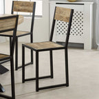 INDIAN HUB Cosmo Industrial Handcrafted Eco-Friendly Dining Chair in Reclaimed Wood and Metal, Set of 2 - Regina Luxury Interiors