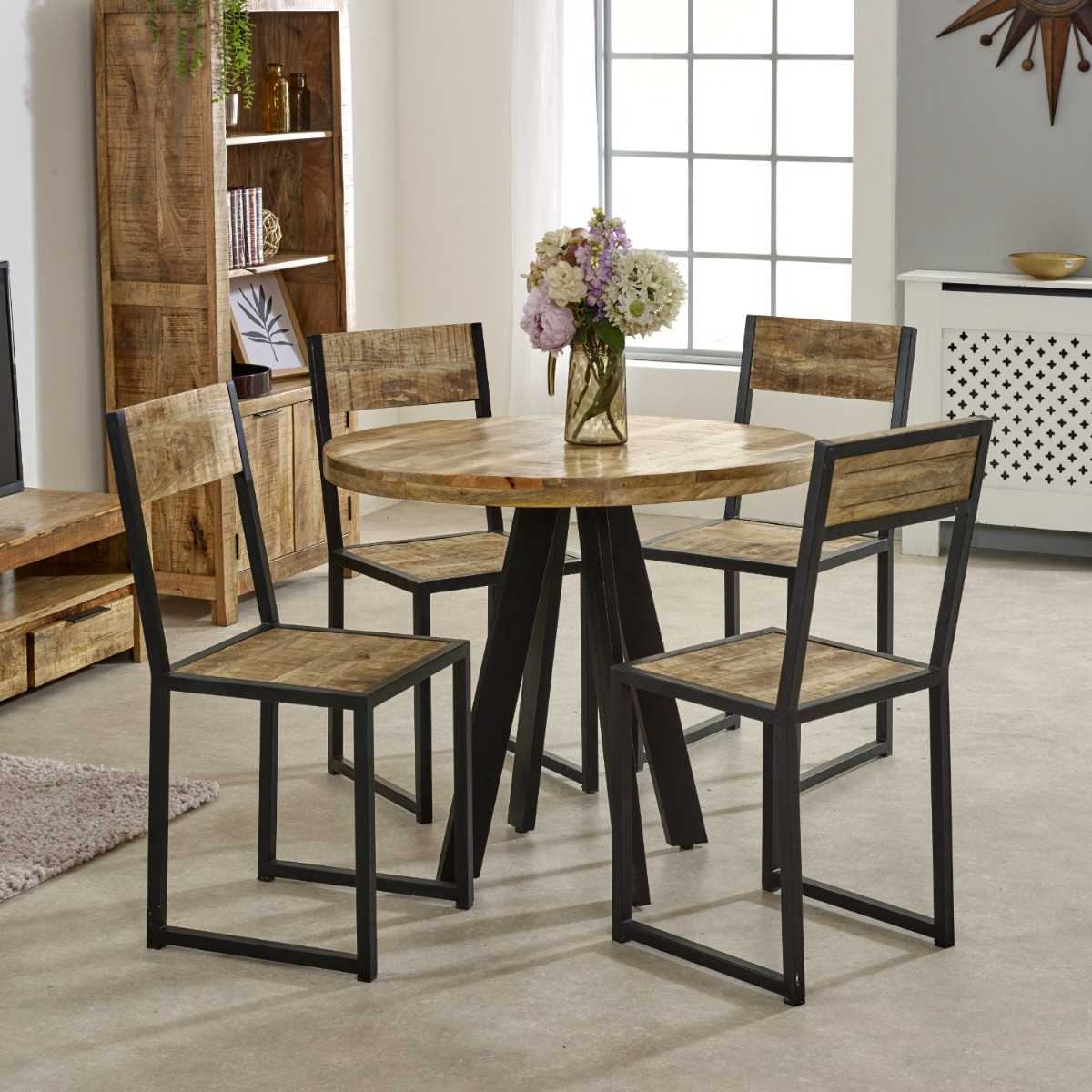 INDIAN HUB Cosmo Industrial Handcrafted Eco-Friendly Dining Chair in Reclaimed Wood and Metal, Set of 2 - Regina Luxury Interiors