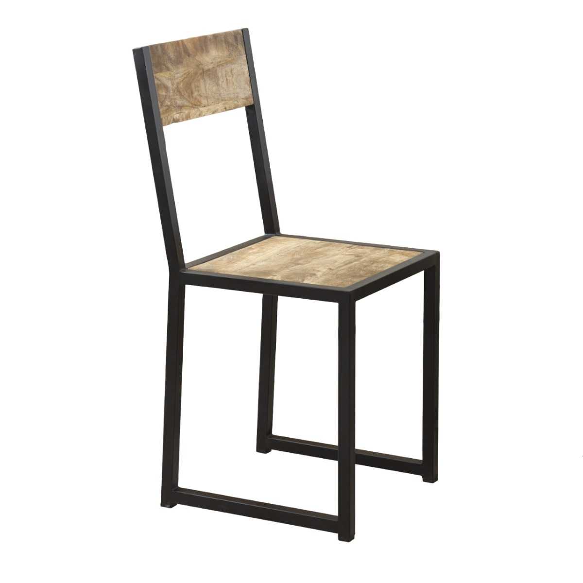 INDIAN HUB Cosmo Industrial Handcrafted Eco-Friendly Dining Chair in Reclaimed Wood and Metal, Set of 2 - Regina Luxury Interiors