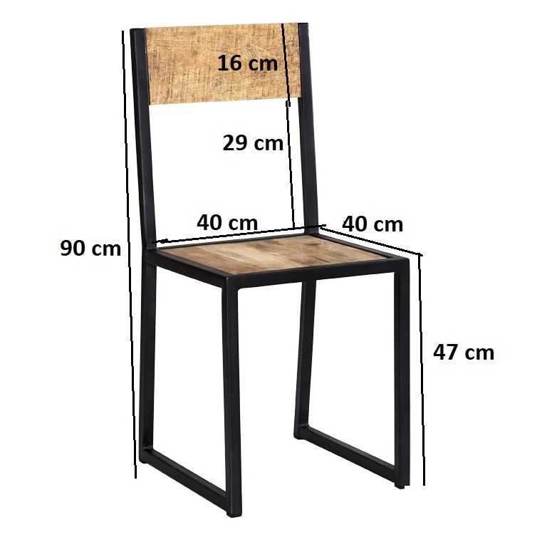 INDIAN HUB Cosmo Industrial Handcrafted Eco-Friendly Dining Chair in Reclaimed Wood and Metal, Set of 2 - Regina Luxury Interiors