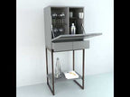 GILLMORE BRITISH DESIGN Adriana Drinks Cabinet, Dark Chrome & Grey
