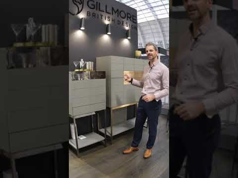 GILLMORE BRITISH DESIGN Adriana Drinks Cabinet, Dark Chrome & Grey