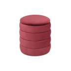 TWENTY10 DESIGNS Everyday Living Collection Eco-Friendly Ripple Round Stool, Burgundy Velvet, Ø 44 x H 48 cm