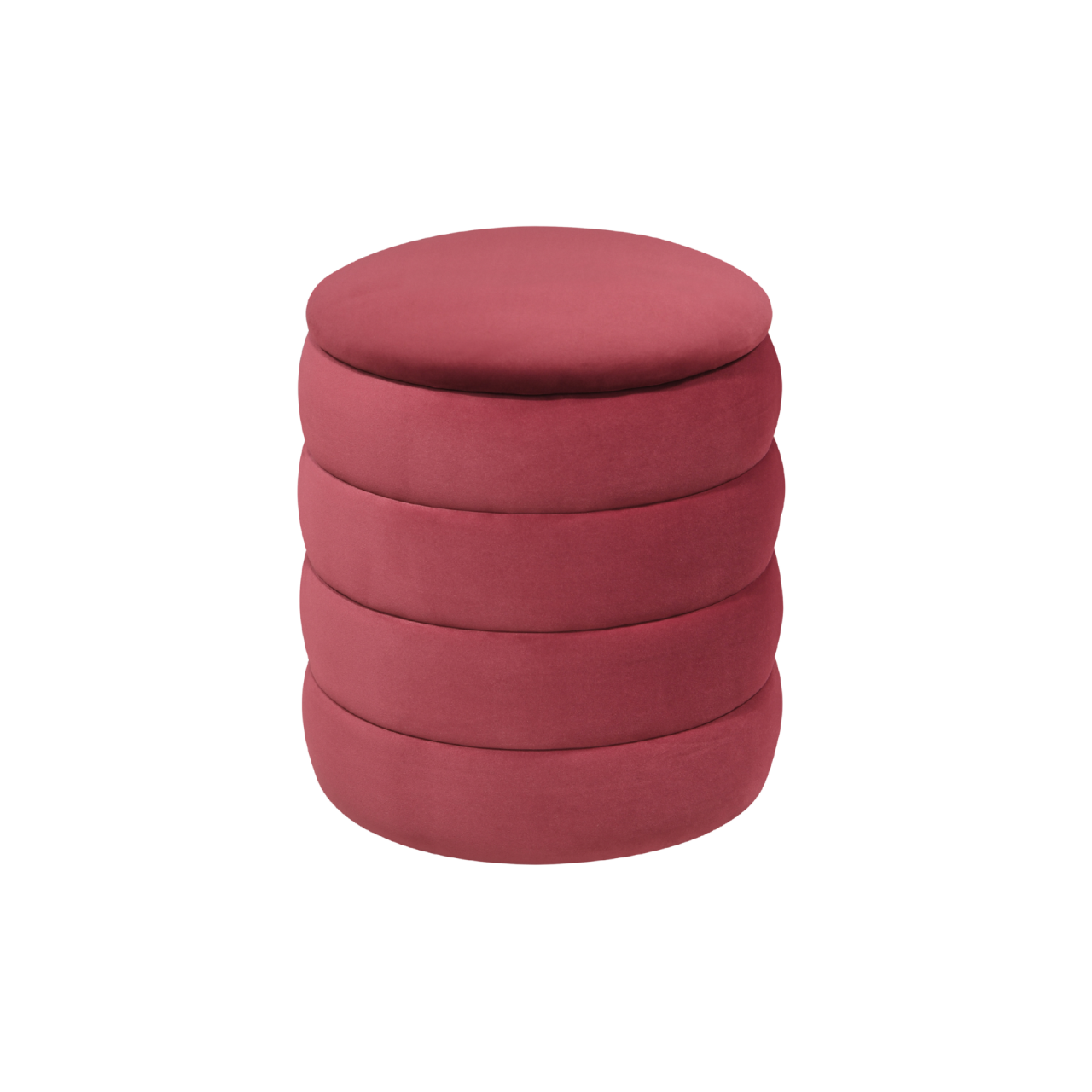 TWENTY10 DESIGNS Everyday Living Collection Eco-Friendly Ripple Round Stool, Burgundy Velvet, Ø 44 x H 48 cm