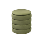TWENTY10 DESIGNS Everyday Living Collection Eco-Friendly Ripple Round Stool, Olive Green Velvet, Ø 44 x H 48 cm