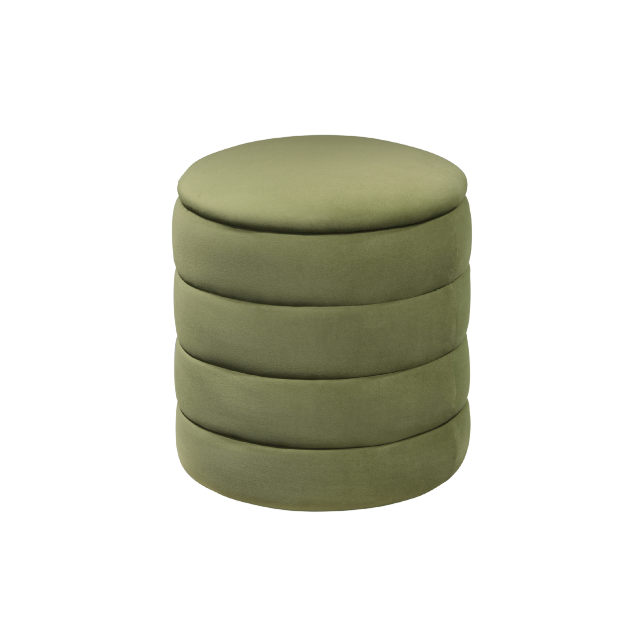 TWENTY10 DESIGNS Everyday Living Collection Eco-Friendly Ripple Round Stool, Olive Green Velvet, Ø 44 x H 48 cm